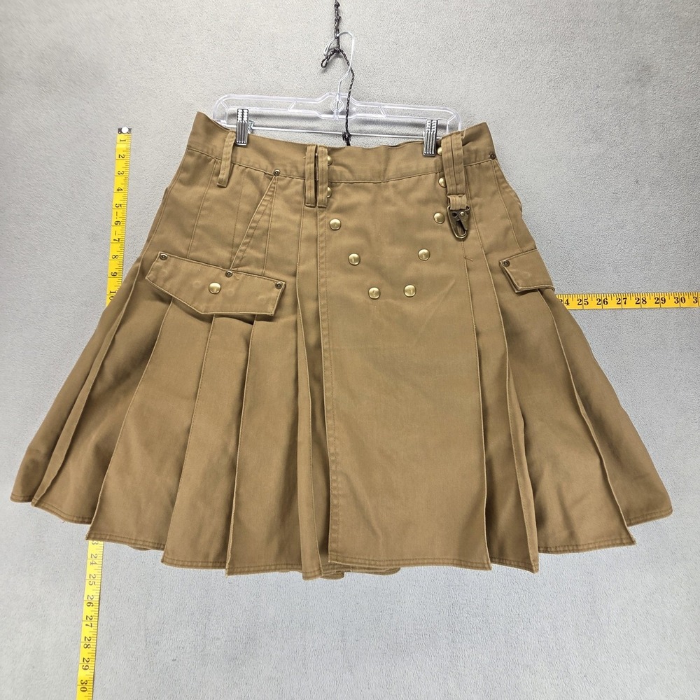 Utilikilts Khaki Kilt Mens Size 35 Pockets Heavy Snap Pleated Goth Heavyweight